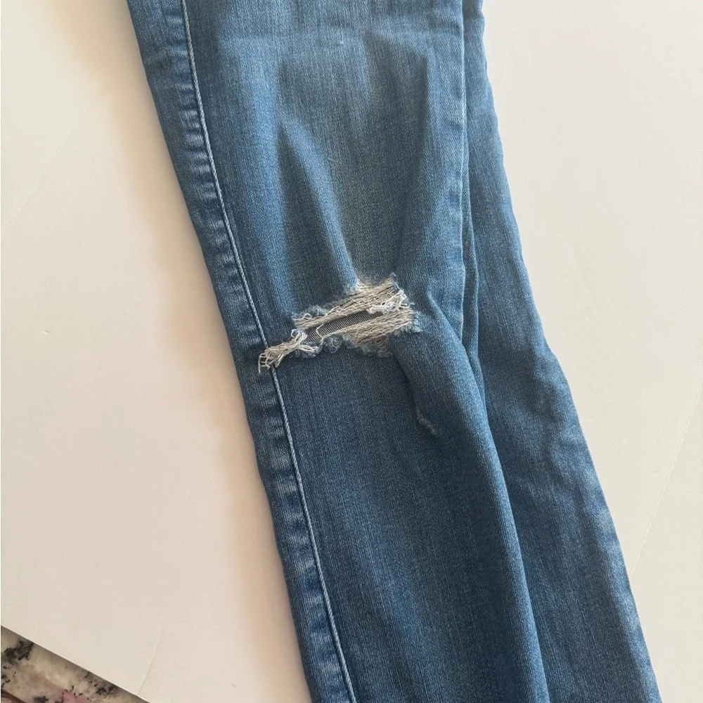 Express Ankle Legging High Rise Distressed Jeans - Picture 4 of 9